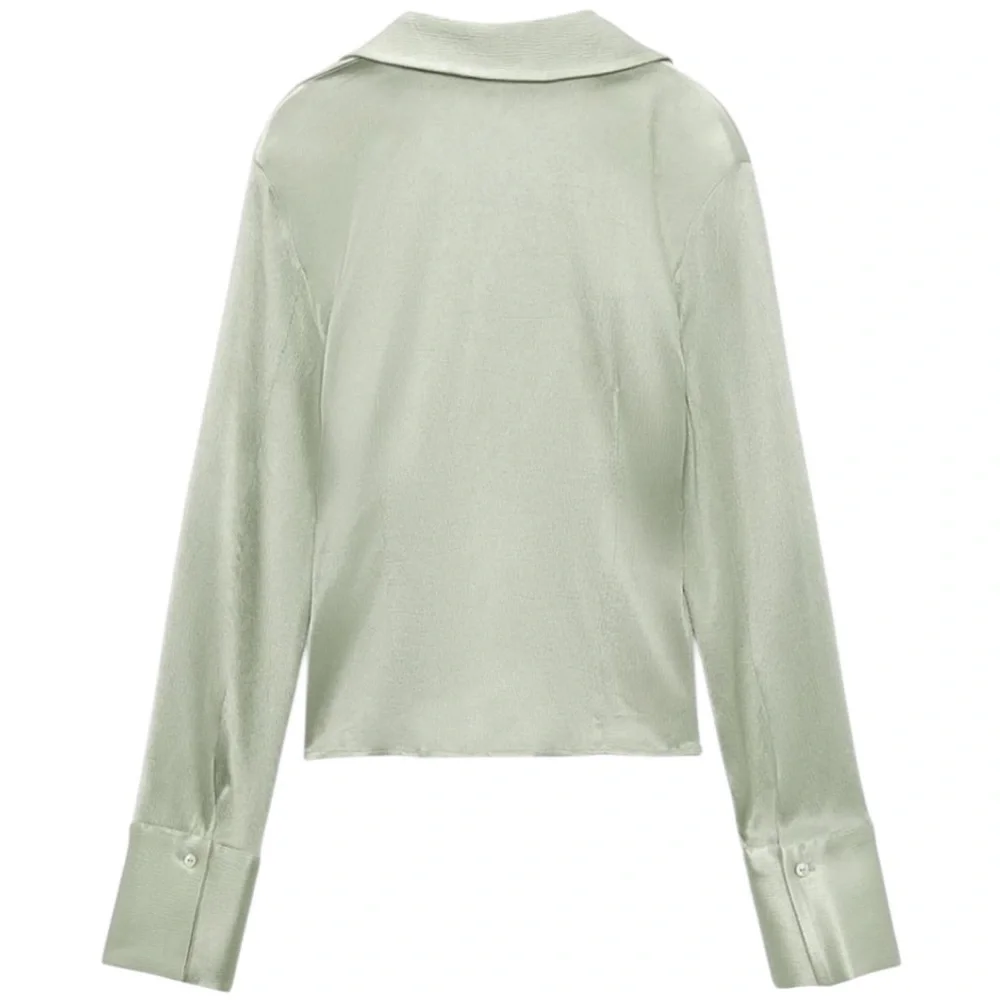Zara Medium Light Green‎ Satin blouse - Picture 4 of 10